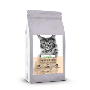 Ecomida Connoiseur Bez Zbóż Hypoallergenic Indyk, Kurczak 1,5 kg sucha karma Kot Dorosły, Sterylizowany, Kule włosowe