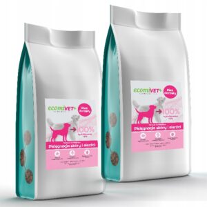 ecomiVET+ Hypoallergenic Skóra Sierść 2X1.5kg 100% hydrolizat Łosoś Ryby