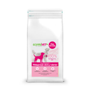 ecomiVET+ Hypoallergenic Skóra Sierść 1 kg 100% hydrolizat Łosoś Biała Ryba