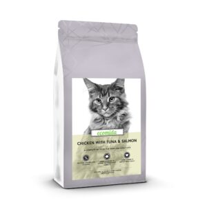 Ecomida Connoisseur Bez Zbóż Hypoallergenic Kura Tuńczyk Łosoś 1,5 kg sucha karma Kot Dorosły, Sterylizowany, Senior, Kule Włosowe, Indoor